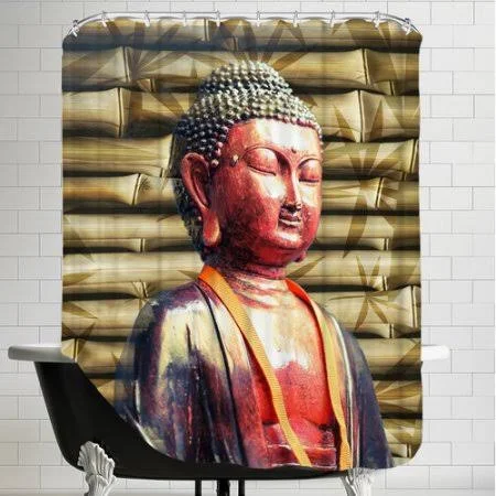 East Urban Home Buddha Bamboo Background Shower Curtain