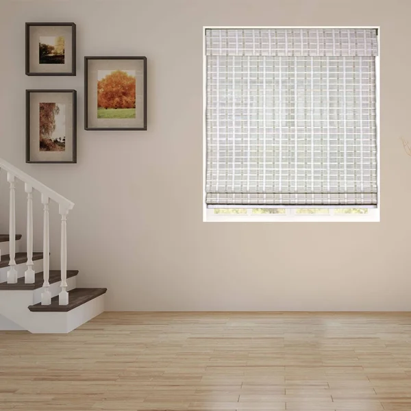 Arlo Blinds Cordless Lift Whitewash Bamboo 60-Inch Roman Shade - 34.5x22W x 60x22H
