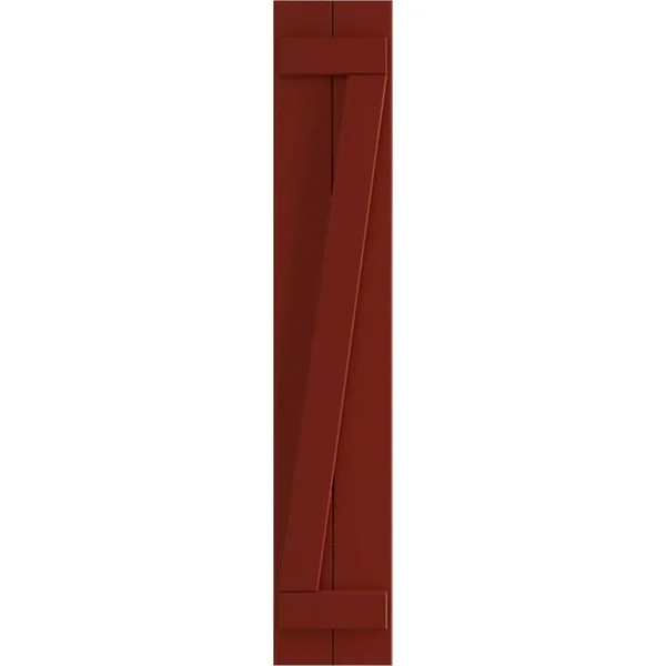 Ekena Millwork 10-3/4x22 x 60x22 True Fit PVC Two Board Joined Board and Batten Shutters w/Z-Bar - Pepper Red (Per Pair)