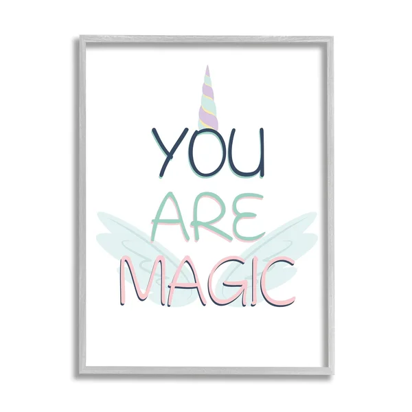 Stupell Industries You Are Magic Sentiment Unicorn Horn and Wings - 11 x 14, Design by Kim Allen