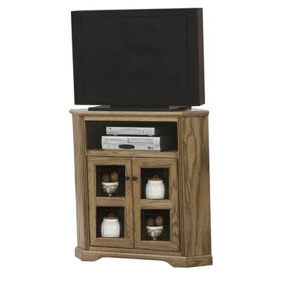 Glastonbury Solid Wood Corner TV Stand for TVs Up to 43x22 Loon Peak Door Type: Raised PANEL - Color: Sassy Gold Oak