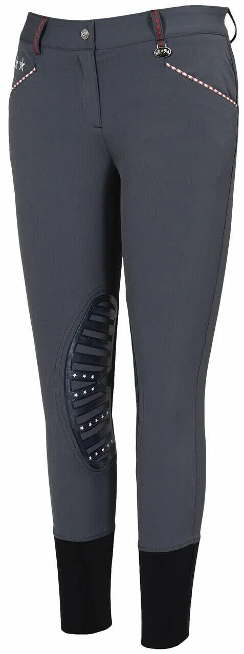 Equine Couture Stars and Stripes Knee Patch Ladies Breeches - Safari