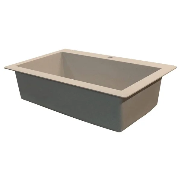 Transolid Radius Drop-in 33-in x 22-in Black Single Bowl 3-Hole Kitchen Sink - RTSS3322-09-CAD