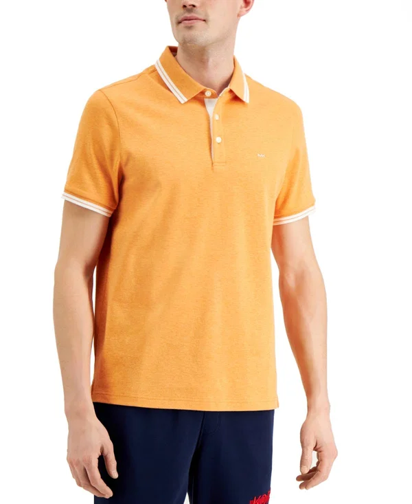 Michael Kors Greenwich Cotton Polo Shirt - Orange - Polo Shirts
