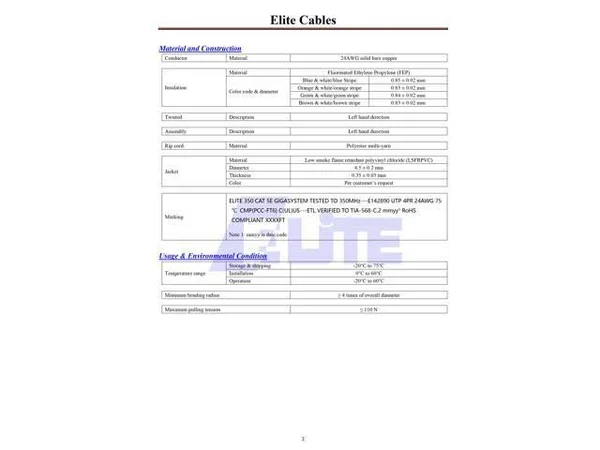 Cat5e Plenum (CMP) 24AWG, Unshielded, 1000Ft. Solid 1000 ft., Orange