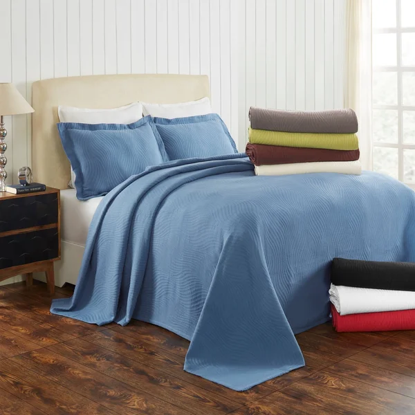 Miranda Haus Laurence Cotton Jacquard Matelasse Bedspread Set - Grey - Twin