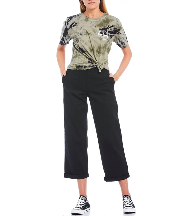 Dickies Girl Work Crop Roll Hem Pants Black 9