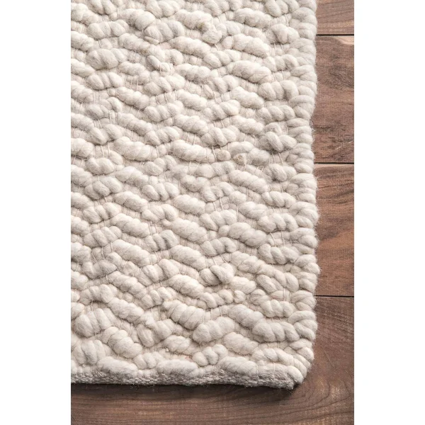 nuLOOM Ivory Handmade Casual Solid Ridged Area Rug - 8& x 10& - Light Blue