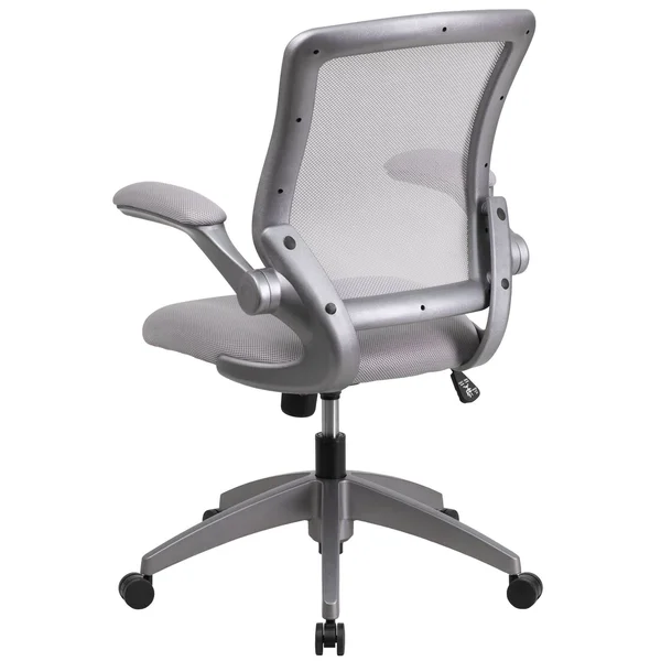 Mid Back Swivel Ergonomic Task Office Chair with Flip Up Arms Gray - Riverstone Furniture
