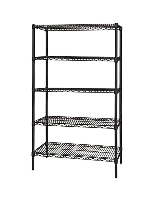 Quantum Wire Shelving 5-Shelf Starter Unit - 18x22Wx 72x22Lx 63x22H - Black