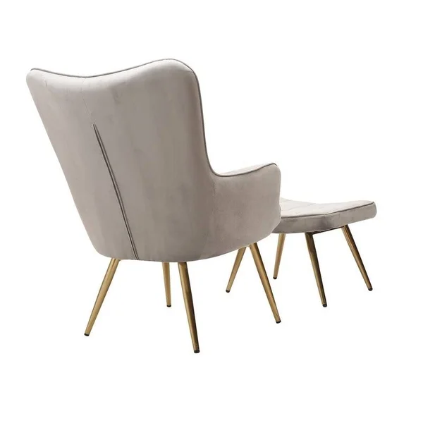 Best Master Furniture 2 Pieces Upholstered Fabric Accent Chair and Ottoman - Grey (Fabric)