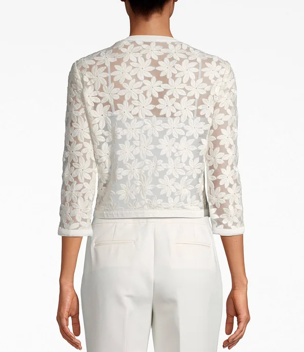 Anne Klein Broderie Cardigan, 6, Pink