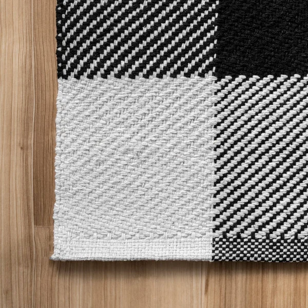 nuLOOM Rylie Buffalo Plaid Flatweave Area Rug - 2& x 6& Runner - Black