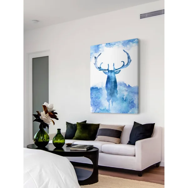 Marmont Hill - Blue Moose Painting Print on Wrapped Canvas - Blue