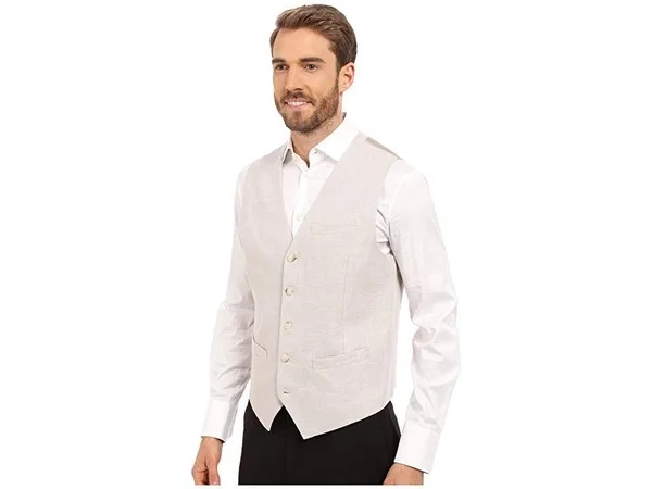 Perry Ellis Men's Twill Suit Vest - Beige - Size S