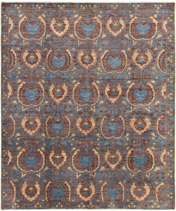 Hand-Knotted Finest Ushak Dark Blue Wool Rug 8&1x22 x 9&9x22