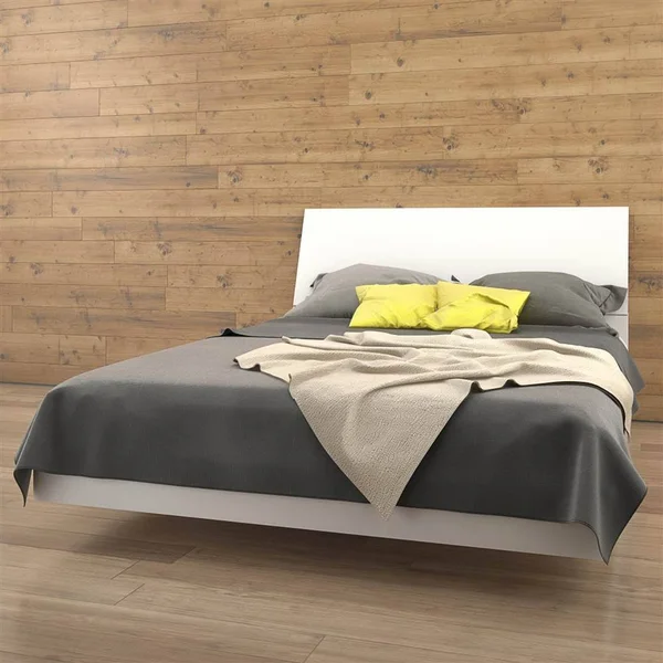 Nextera Queen Platform Bed with Storage Headboard - White