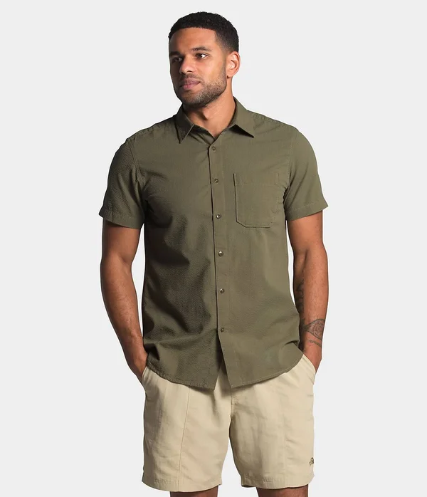The North Face Men's Short Sleeve Baytrail Pattern Shirt: Burnt Olive Green