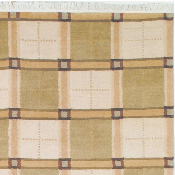 Safavieh Hand-Knotted Lexington Plaid Ivory Wool Rug (4' x 6')