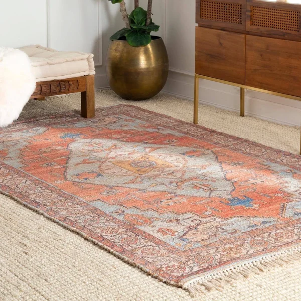nuLOOM Issac Multicolor Jute-Blend Traditional Vintage Medallion Area Rug - 7& 6x22 x 9& 6x22