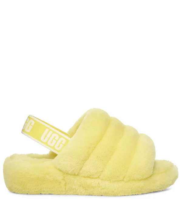 Ugg Women's Fluff Yeah Slide Sheepskin in Neon Yellow - Size 10