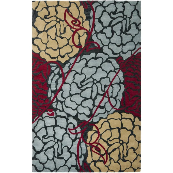 Safavieh Wyndham WYD321A Charcoal - Red Rug 7& 0x22 x 7& 0x22 Round