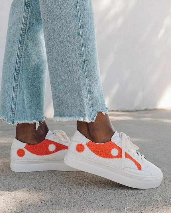 Yin Yang Platform Sneaker Coral, White, 11