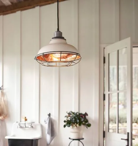 Carson 12x22 Cord Pendant with Cage - Honey Yellow - Lighting - Ceiling - Rejuvenation A1910