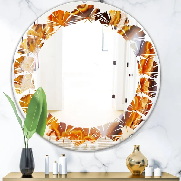 Designart 24-in L x 24-in W Round Gold Polished Wall Mirror - MIR16727-C3-C24