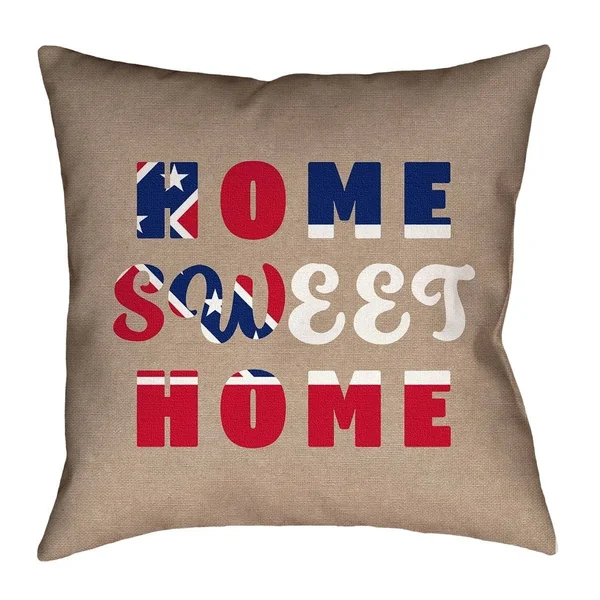 ArtVerse Katelyn Smith Home Sweet Mississippi Pillow - Spun Polyester with Concealed Zipper, Size: 20 x 20, Beige