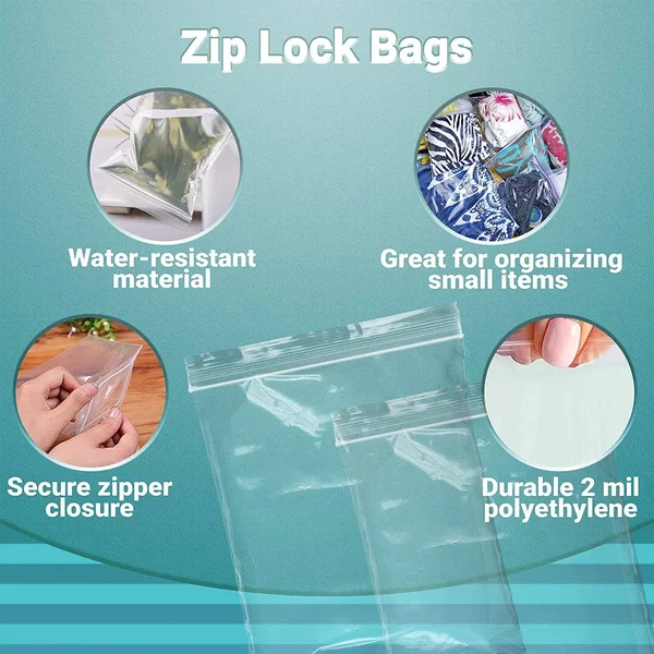 1000 Pack Clear Poly Zipper Bags 13x22 x 15x22 Heavy Duty Resealable Plastic Bags 2 Mil /w Single Track