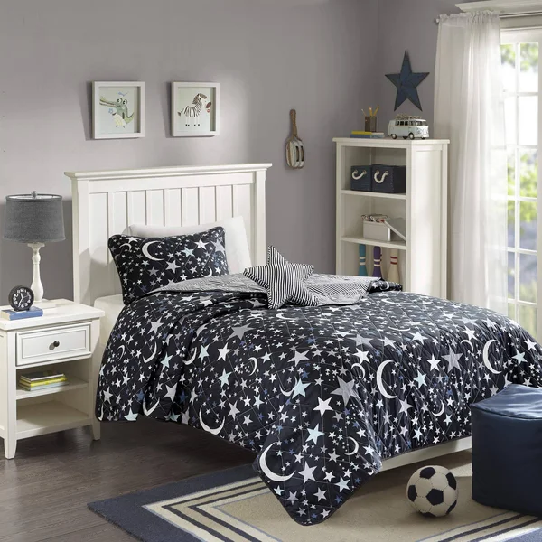 Mi Zone Kids Starry Night Coverlet Set - Full/Queen, Charcoal