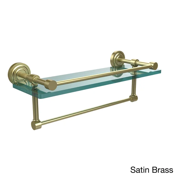 Allied Brass DT-1TB-16-GAL-SBR Dottingham 16 in. Gallery Glass Shelf with Towel Bar Satin Brass