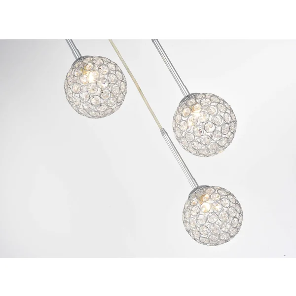 Estela Chrome 3-Light Clear Crystal Beaded Ball Cluster Pendant