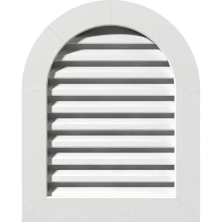 Ekena Millwork 12-in W x 12-in H Round Top Gable Vent (17-in W x 17-in H Frame Size): Functional - PVC Gable Vent w/1-in x 4-in F