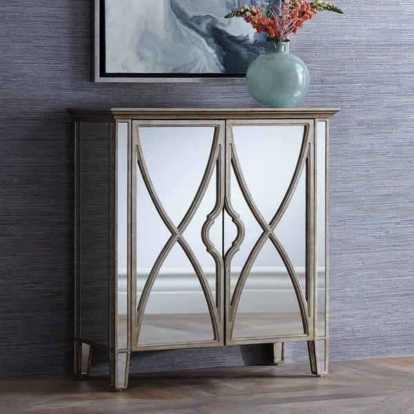 Studio 55D Nereo 30x22 Wide Silver 2-Door Accent Cabinet