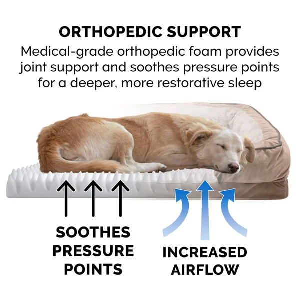 FurHaven Velvet Waves Perfect Comfort Orthopedic Sofa Dog Bed - Jumbo, Brownstone