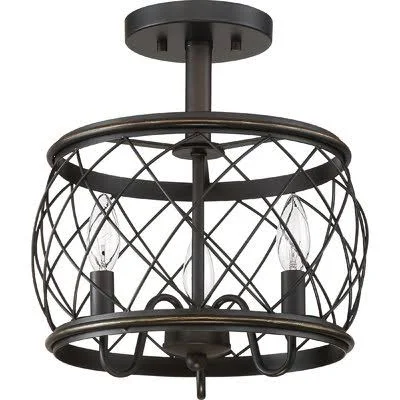 Mina Cottage 3-Light Semi Flush Mount Lark Manor Finish: Palladian Bronze
