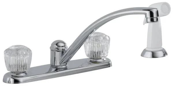 Delta 2402LF Classic Chrome Two Handle Kitchen Faucet with Spray