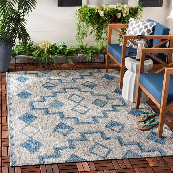 Safavieh 6&-7x22 x 6&-7x22 Round Courtyard CY8533-37121 Aqua, Grey Rug