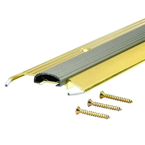 M-D Building Products Deluxe Low 3-3/4 in. x 95-1/2 in. Brite Gold Aluminum Threshold with Vinyl Seal