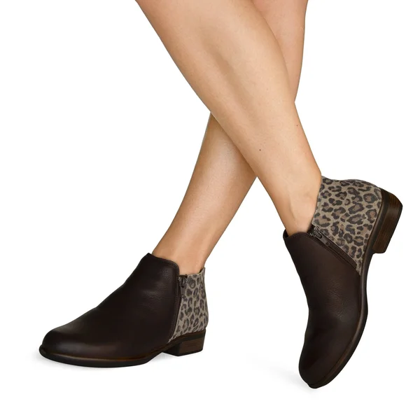 Naot Women's Helm Ankle Boot, Size: 40, Cheetah Suede/Soft Brown Leather