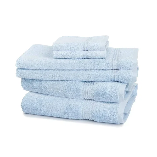 eLuxury 600 GSM 6 Piece Cotton Towel Set - Light Blue