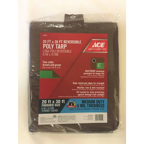 Ace Tarp Poly BRN/GRN 20x30