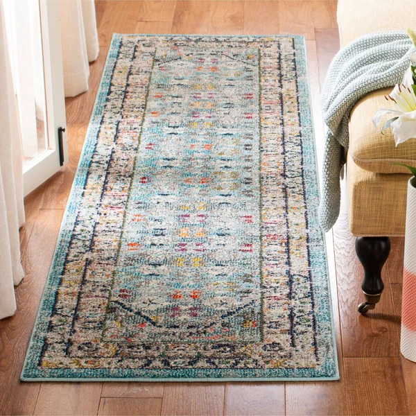 Safavieh Monaco MNC255M 2&2x22 x 8&0x22 Runner Blue, Light Grey Area Rug