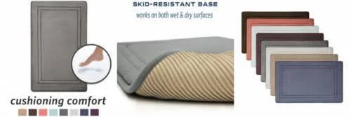 Microdry Quick Drying Memory Foam Framed Bath Mat with GripTex Skid-Resistant Base - 21x34, Charcoal
