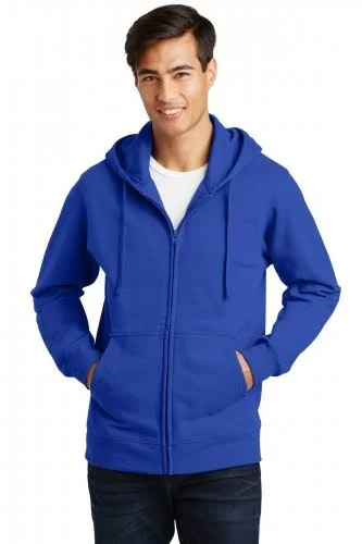 24 Customized Port and Company PC850ZH Fan Favorite Fleece Full-Zip Hooded Sweatshirt - True Royal Blue - S