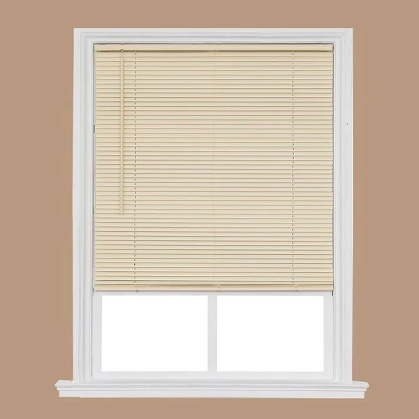Home Basics Ivory Cordless 1 in. Room Darkening Vinyl Mini Blind with White Backside 30-3/4 in. W x 64 in. L
