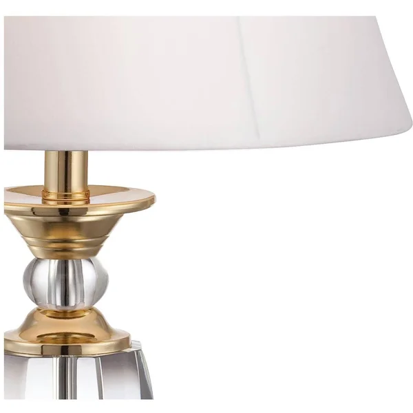 Vienna Full Spectrum Traditional Table Lamp Faceted Crystal and Brass Bell Fabric Shade for Living Room Family Bedroom Bedside