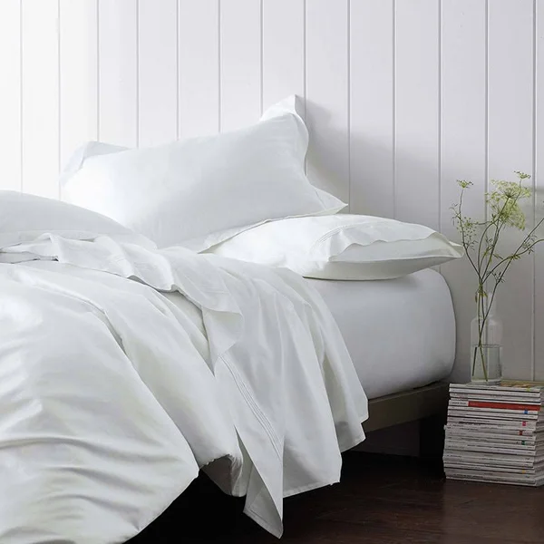 The Company Store Legends White Solid Egyptian Cotton Sateen Oversized Queen Duvet Cover